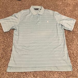 Ralph Lauren‎ Polo Golf Striped Performance Poll Moisture Wicking XL Light Blue